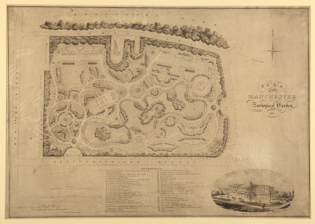 Plan of the Manchester Zoological Garden, Broughton, 1837